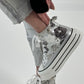 High Sneaker mit Plateau Sohle Modell "Flower" - silber