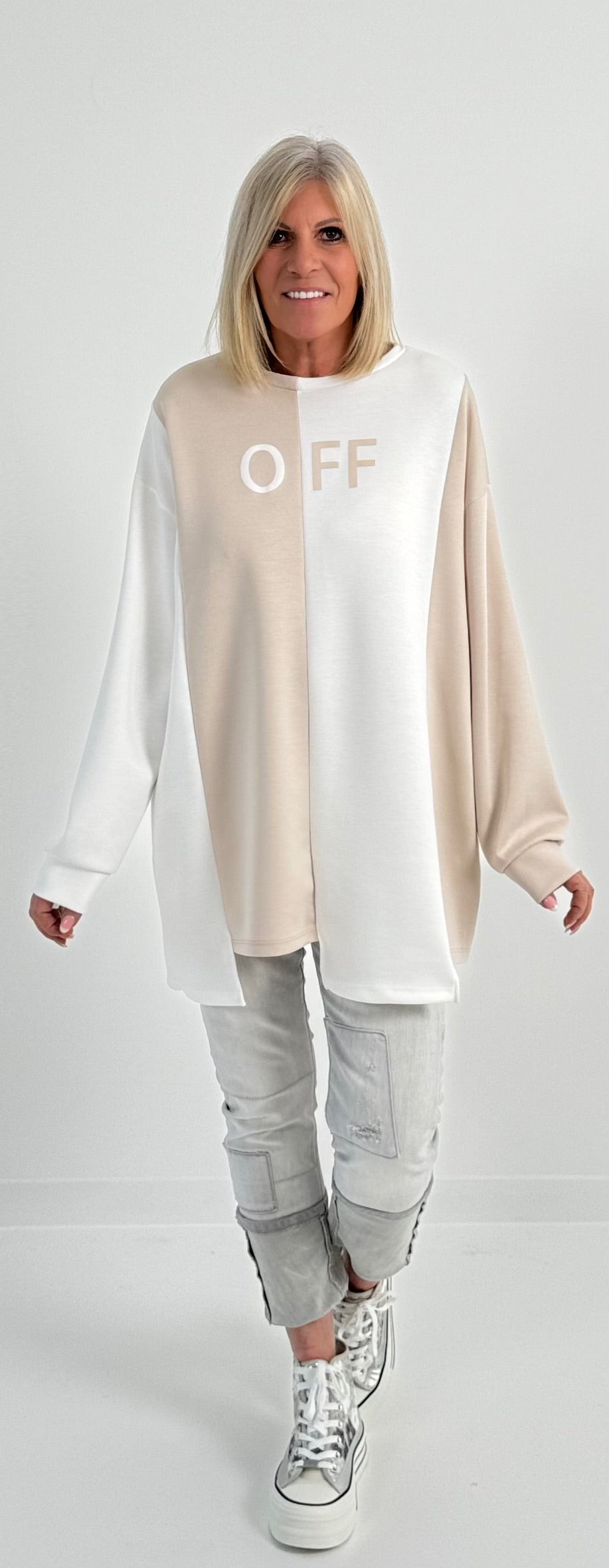 Sweatshirt Modell "Amazing" - beige-weiss