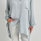 Raffinierte Oversized Bluse Modell "Mella" - hellgrau