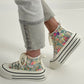 High sneaker with platform sole model "New Color" - multicolored