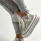 High sneaker with platform sole model "New Color" - multicolored