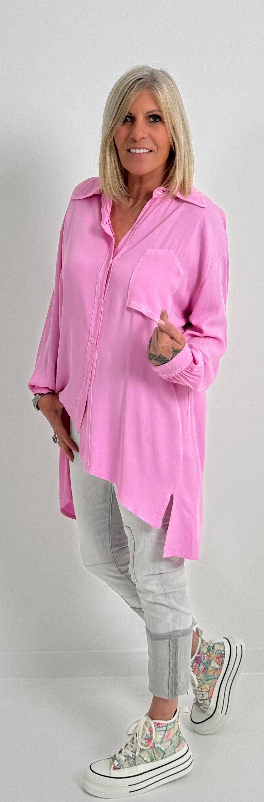 Verfijnde oversized blouse model "Mella" - snoeproze