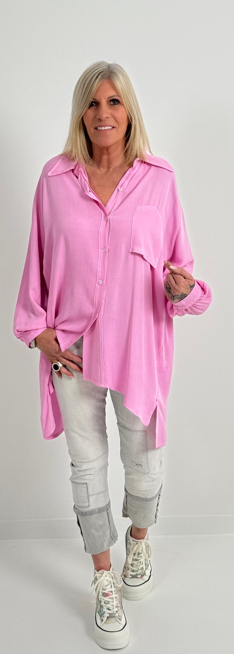 Verfijnde oversized blouse model "Mella" - snoeproze