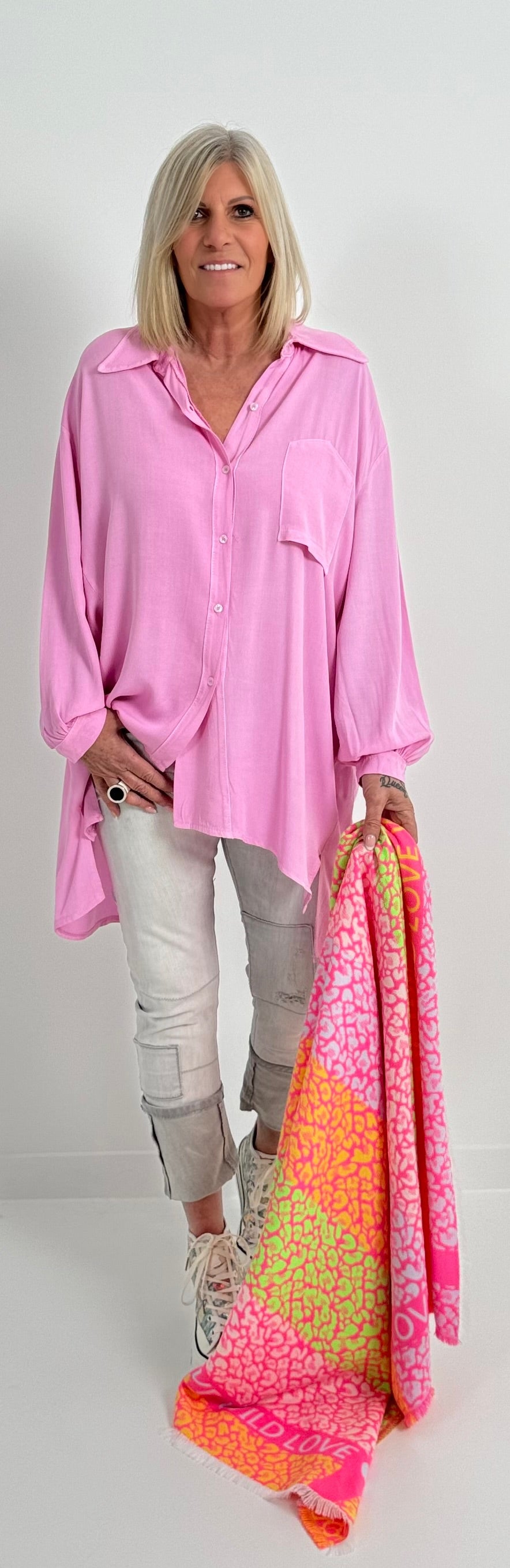 Verfijnde oversized blouse model "Mella" - snoeproze