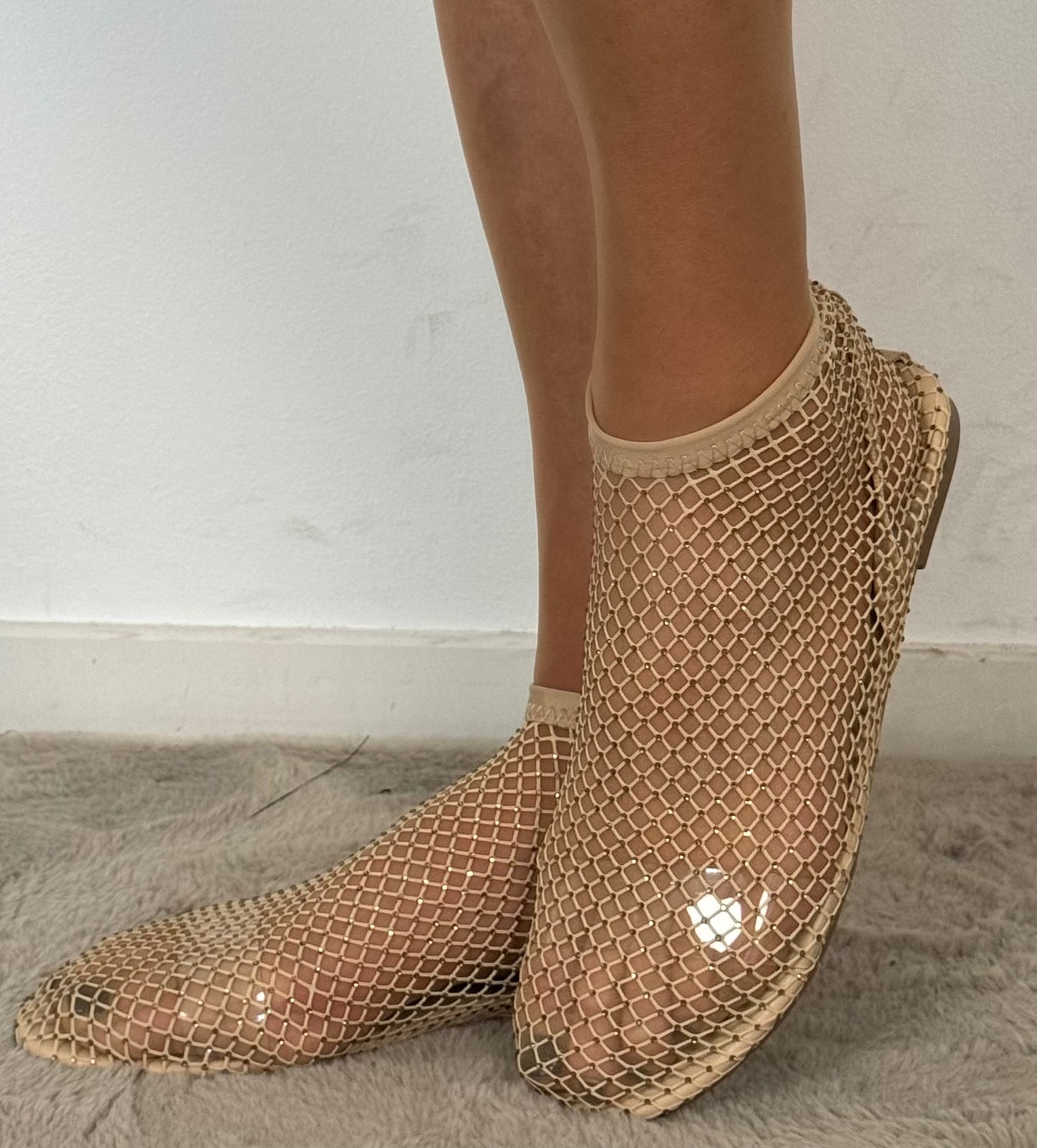 Strumpf Sandale mit Glitzersteinchen "Formentera" - gold