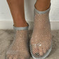 Strumpf Sandale mit Glitzersteinchen "Formentera" - silber