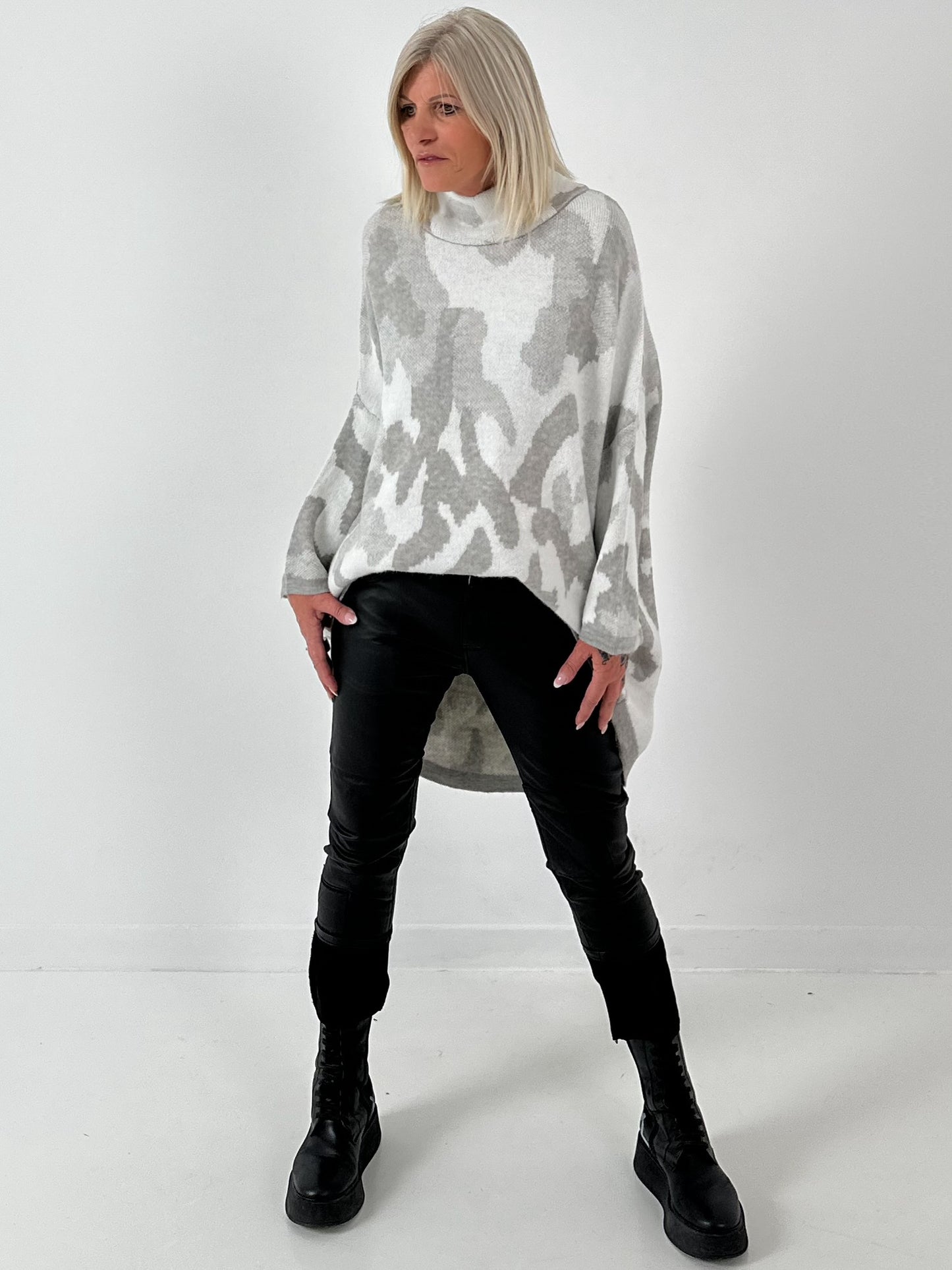 Pullover Modell "My Way" - grau-weiss