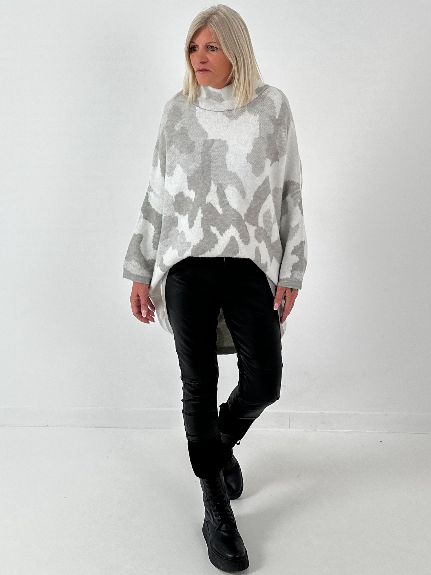 Pullover Modell "My Way" - grau-weiss