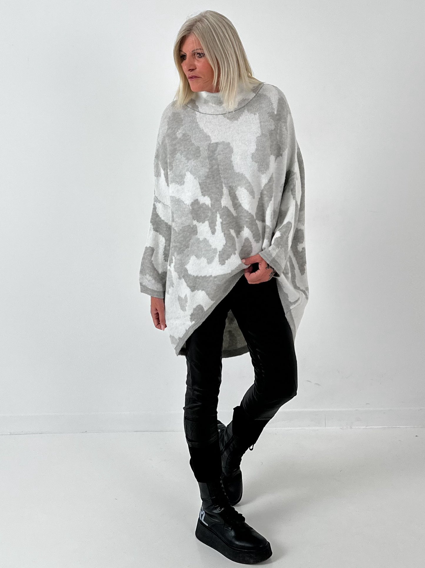 Pullover Modell "My Way" - grau-weiss
