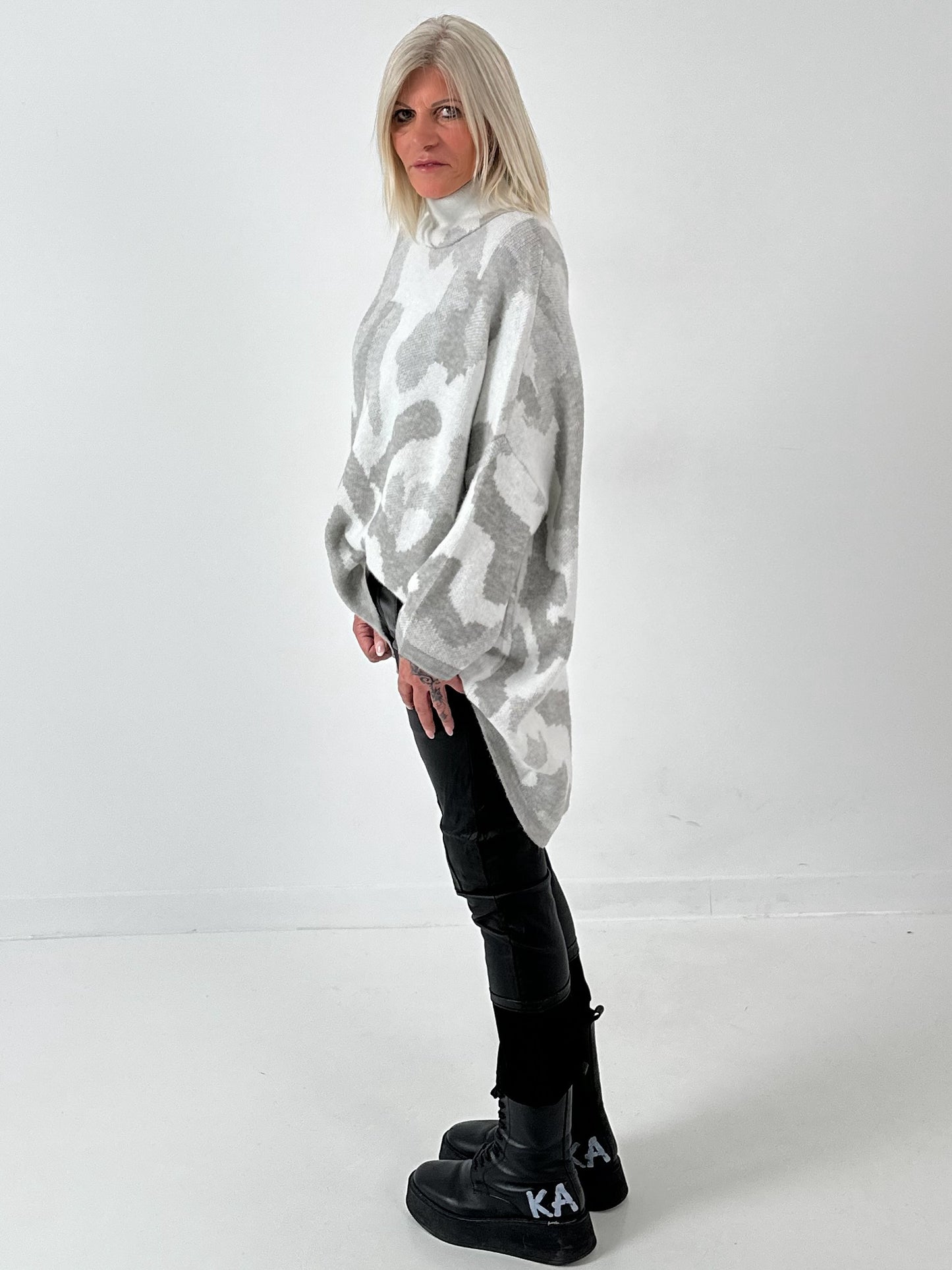 Pullover Modell "My Way" - grau-weiss
