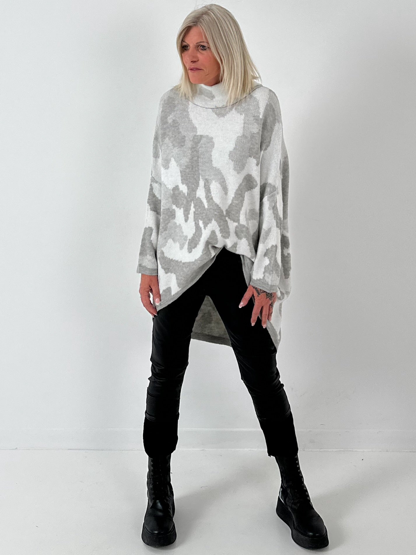Pullover Modell "My Way" - grau-weiss