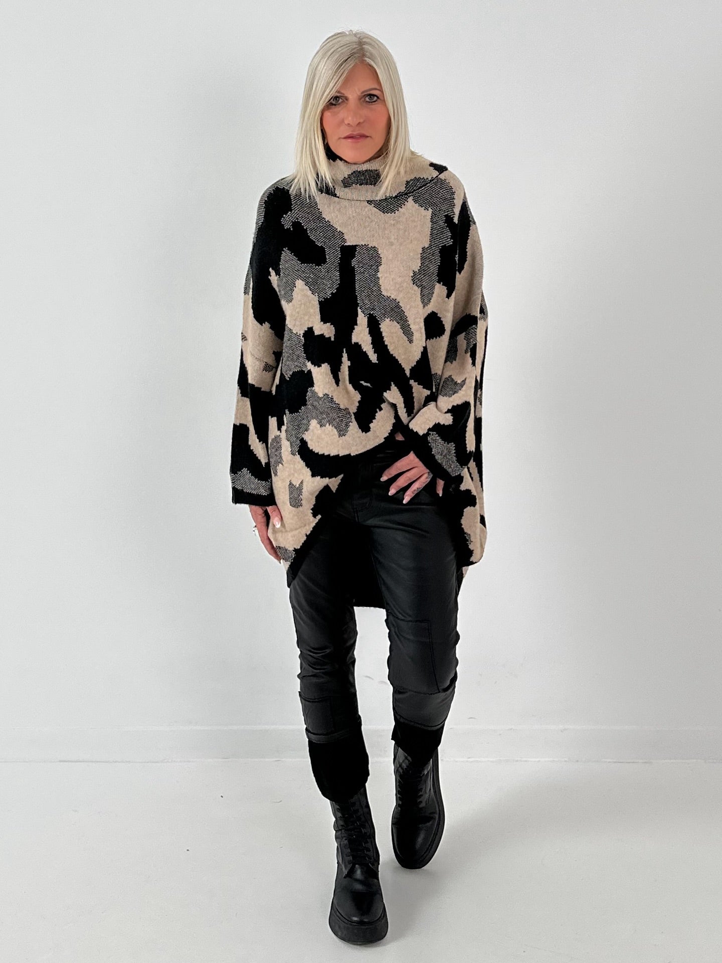 Pullover Modell "My Way" - taupe-schwarz