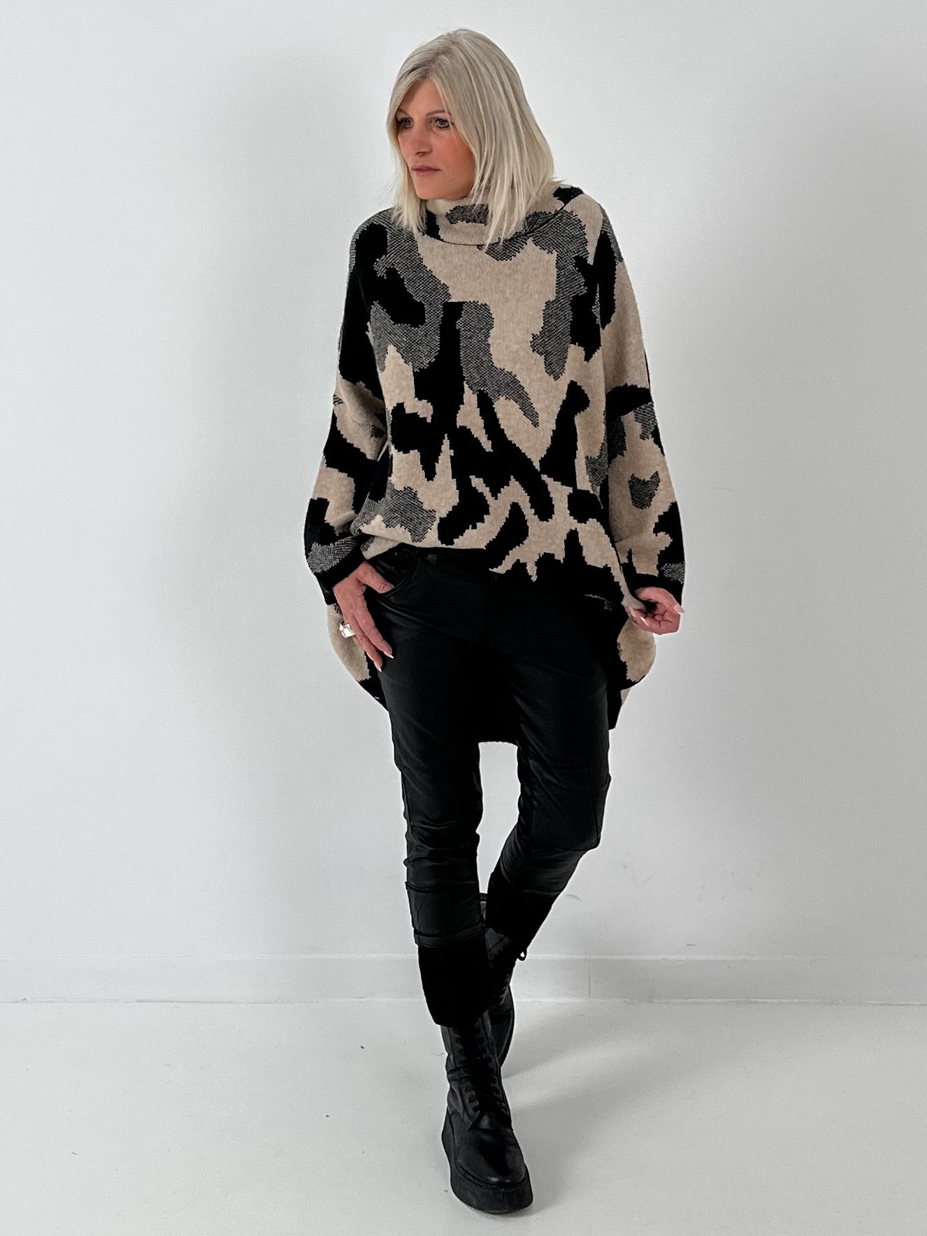 Pullover Modell "My Way" - taupe-schwarz