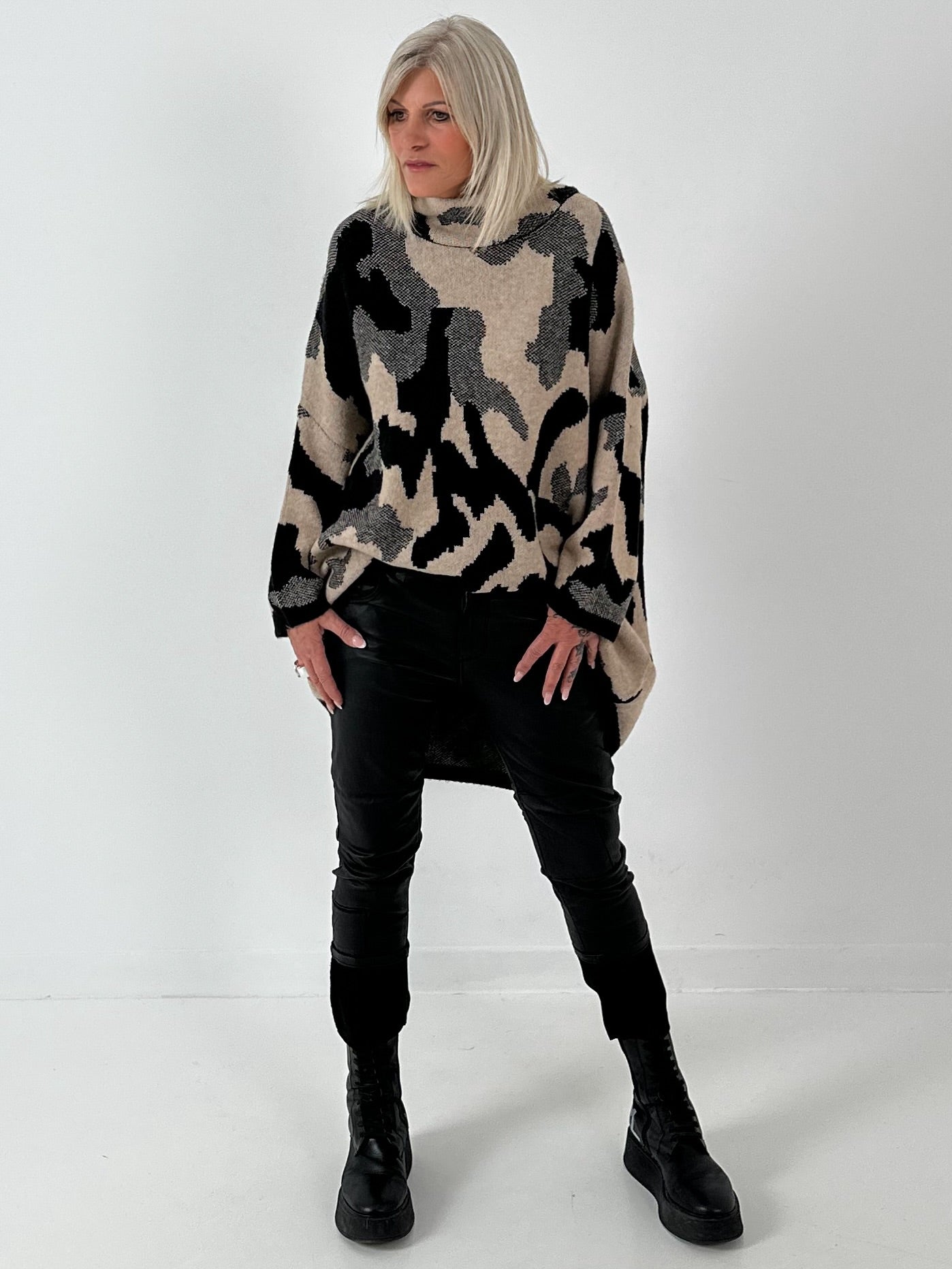 Pullover Modell "My Way" - taupe-schwarz