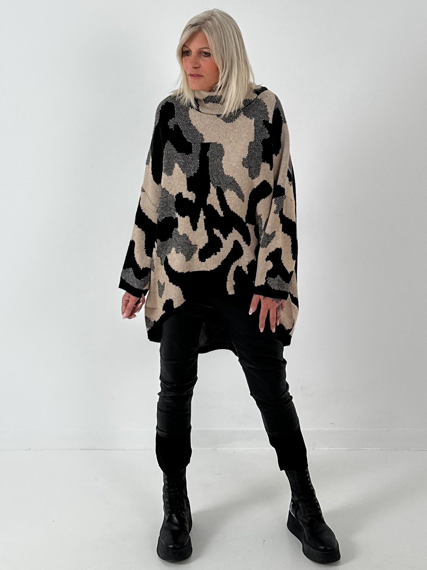 Pullover Modell "My Way" - taupe-schwarz