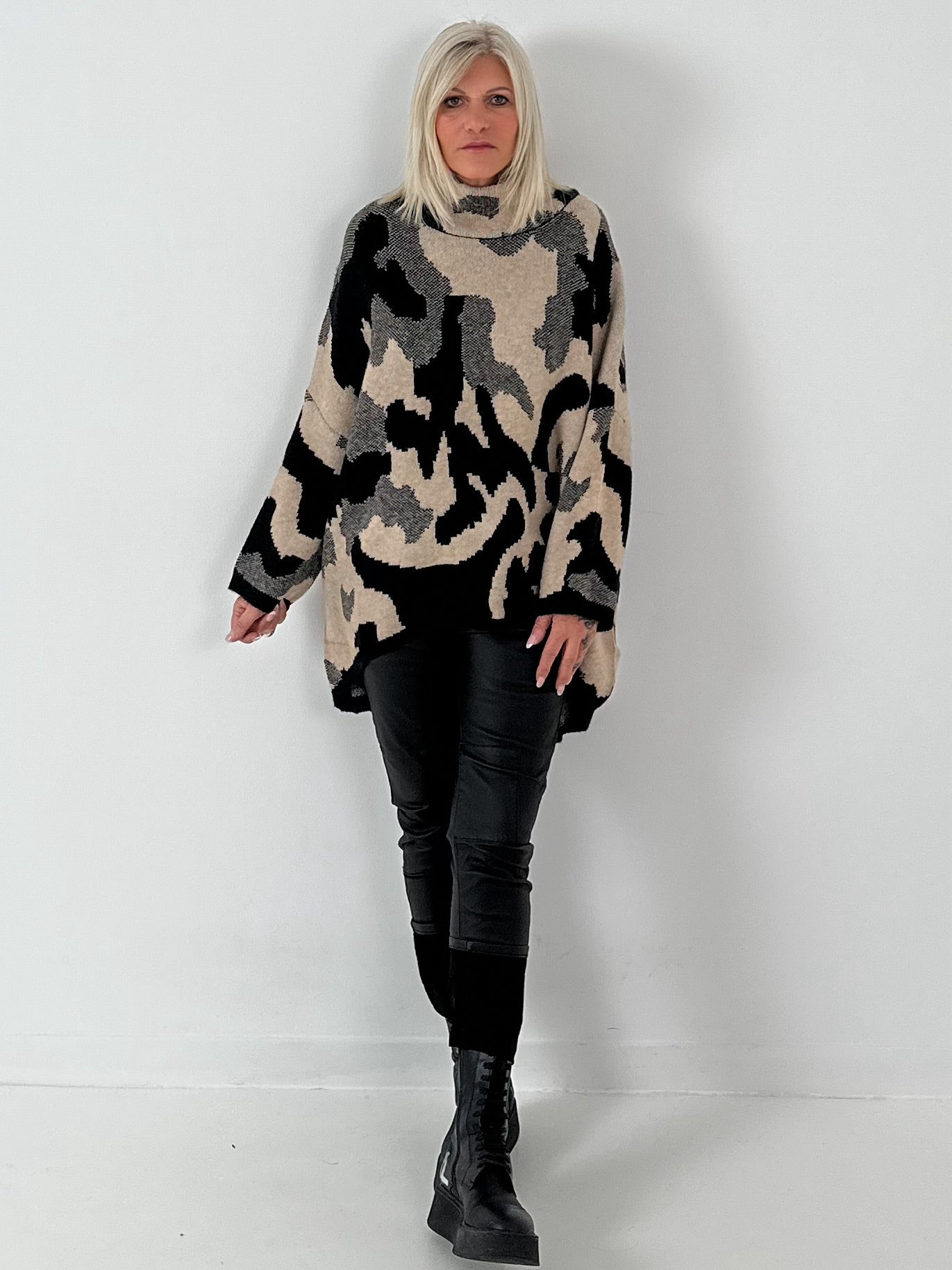 Pullover Modell "My Way" - taupe-schwarz