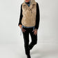 Vest with sequins and denim insert model "Smilla" - beige-denim