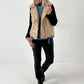 Vest with sequins and denim insert model "Smilla" - beige-denim
