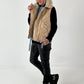 Vest with sequins and denim insert model "Smilla" - beige-denim