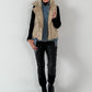 Vest with sequins and denim insert model "Smilla" - beige-denim