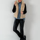 Vest with sequins and denim insert model "Smilla" - beige-denim