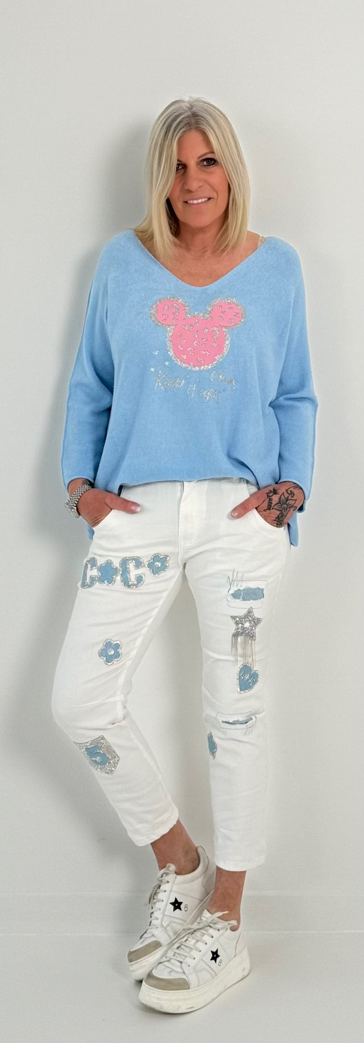 Spring sweater model "Sweet Mouse" - baby blue (available from approx. 14.01.25)