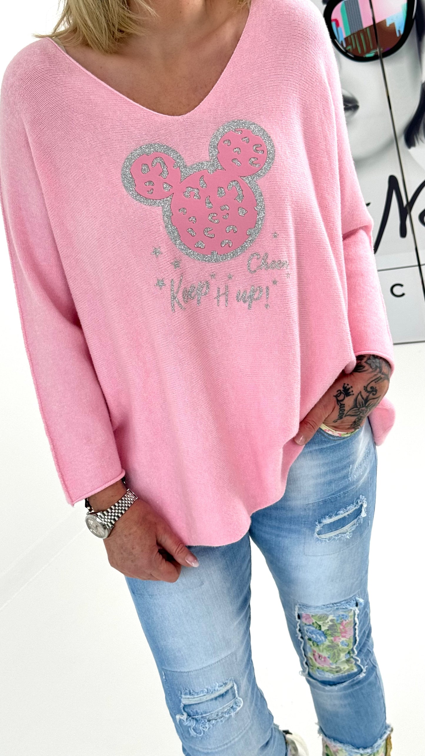 Spring sweater model "Sweet Mouse" - baby pink (available from approx. 14.01.25)