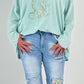 Oversized shirt with large sewn-on patch model "Jenna" - mint