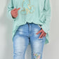 Oversized shirt with large sewn-on patch model "Jenna" - mint