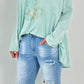 Oversized shirt with large sewn-on patch model "Jenna" - mint