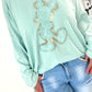 Oversized shirt with large sewn-on patch model "Jenna" - mint