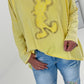 Oversized shirt with large sewn-on patch model "Jenna" - yellow