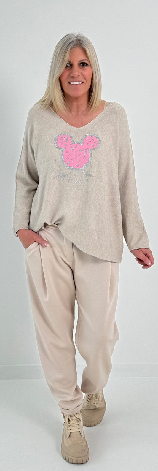 Frühjahrs Pullover Modell "Sweet Mouse"- beige