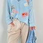 Oversized shirt model "Happy Day" - baby blue