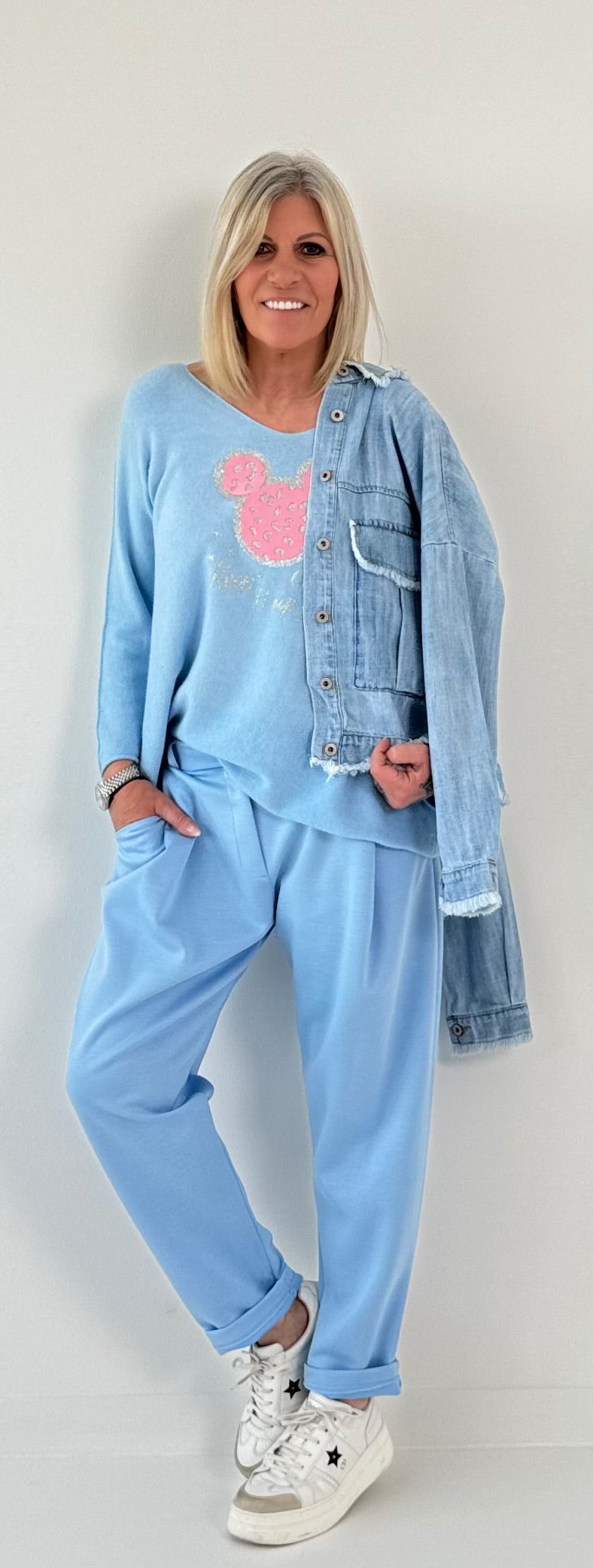 Spring sweater model "Sweet Mouse" - baby blue (available from approx. 14.01.25)