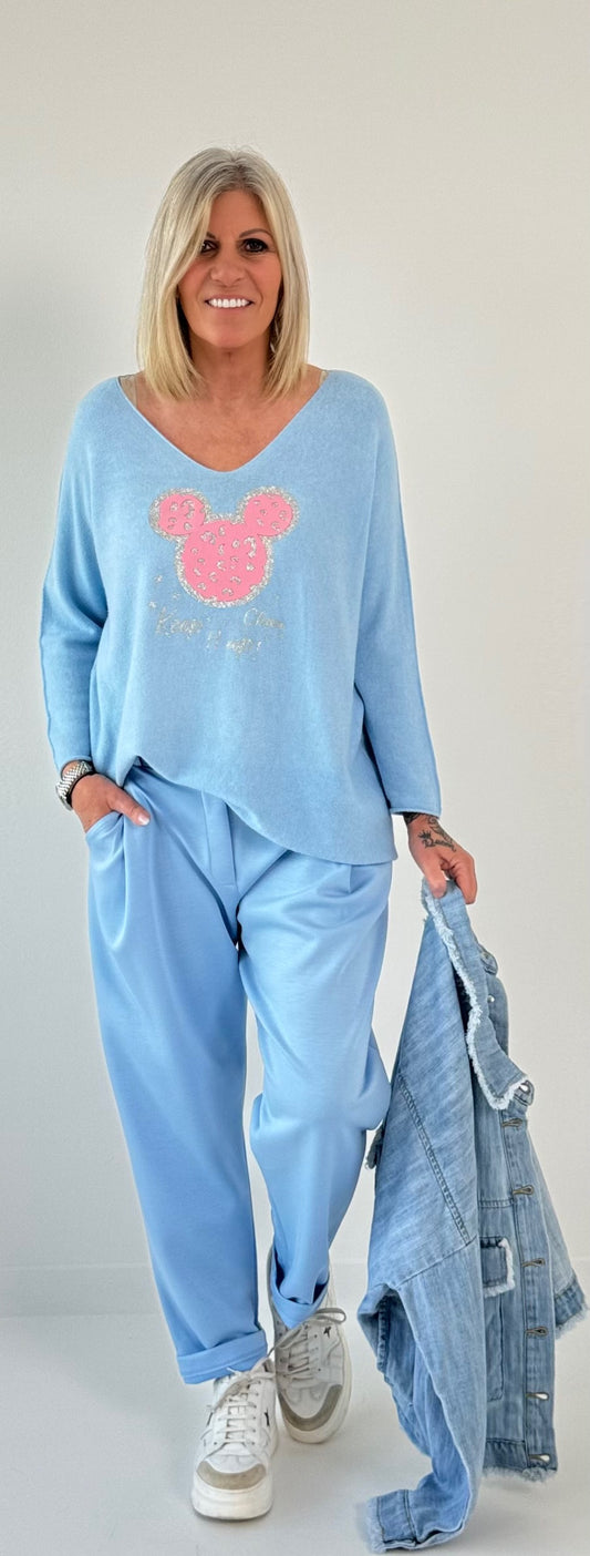 Frühjahrs Pullover Modell "Sweet Mouse" - babyblau