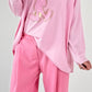 Oversized shirt with large sewn-on patch model "Jenna" - baby pink