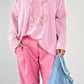 Oversized shirt with large sewn-on patch model "Jenna" - baby pink