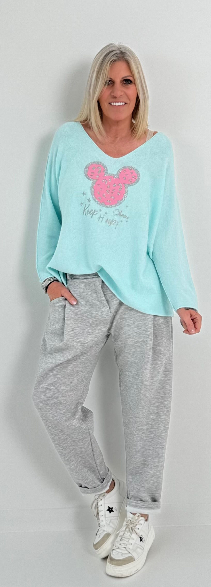 Frühjahrs Pullover Modell "Sweet Mouse" - babytürkis