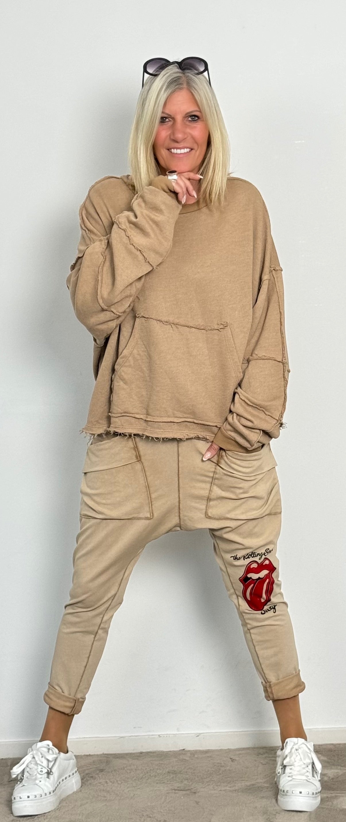 Sweatshirt Baggy Hose "Luna" - light camel