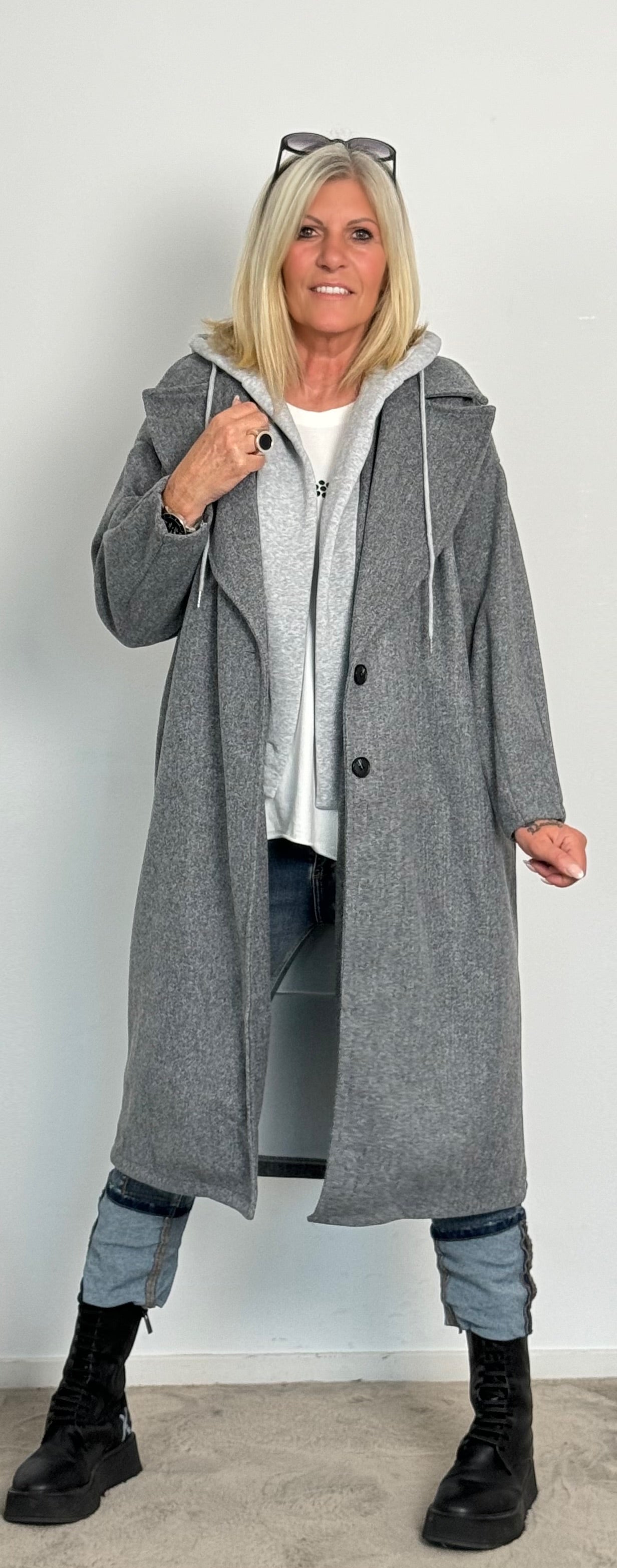 Coat with sweatshirt insert "Kim" - grey