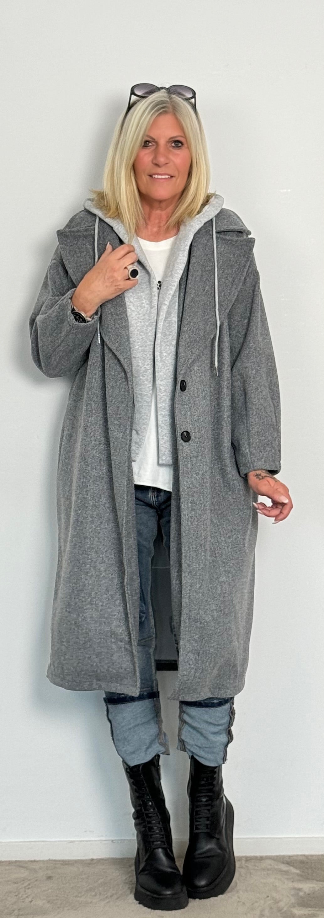 Coat with sweatshirt insert "Kim" - grey