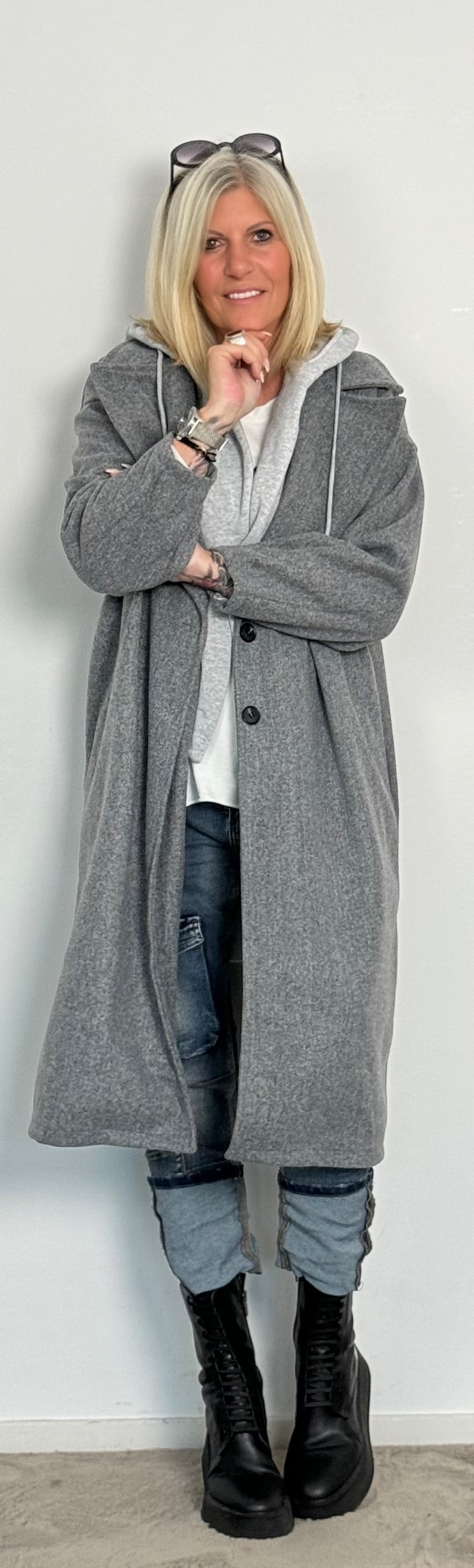 Coat with sweatshirt insert "Kim" - grey