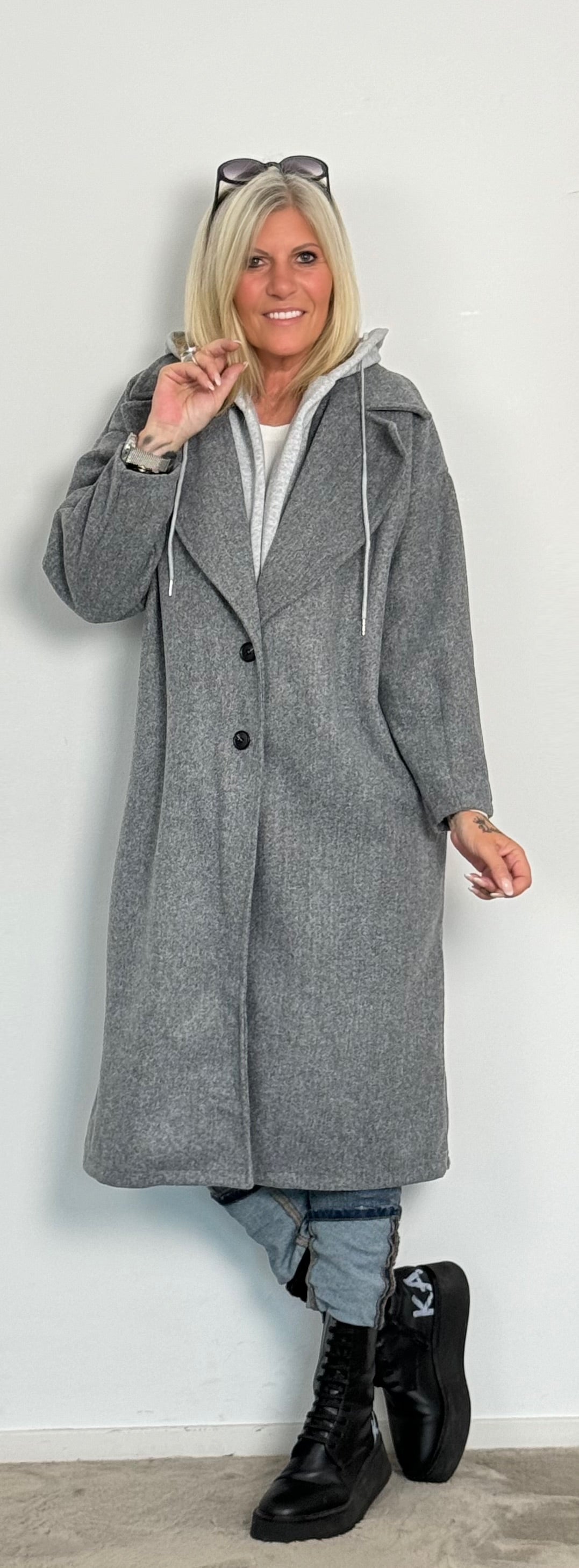 Coat with sweatshirt insert "Kim" - grey