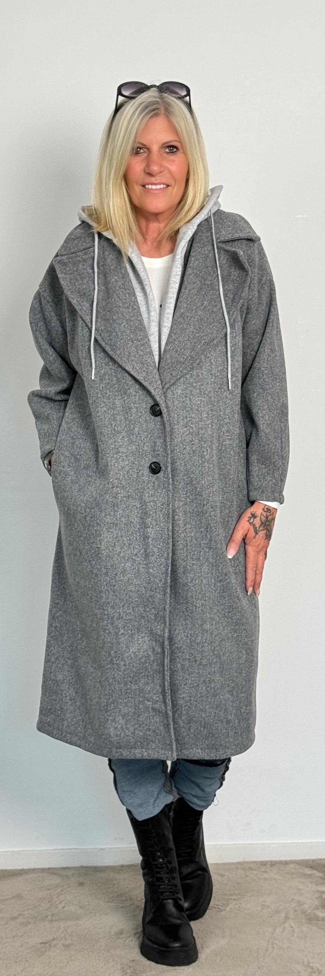 Coat with sweatshirt insert "Kim" - grey