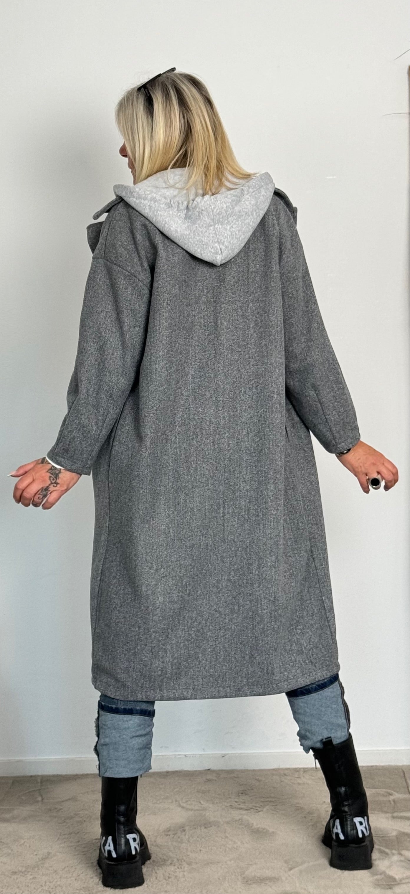 Coat with sweatshirt insert "Kim" - grey