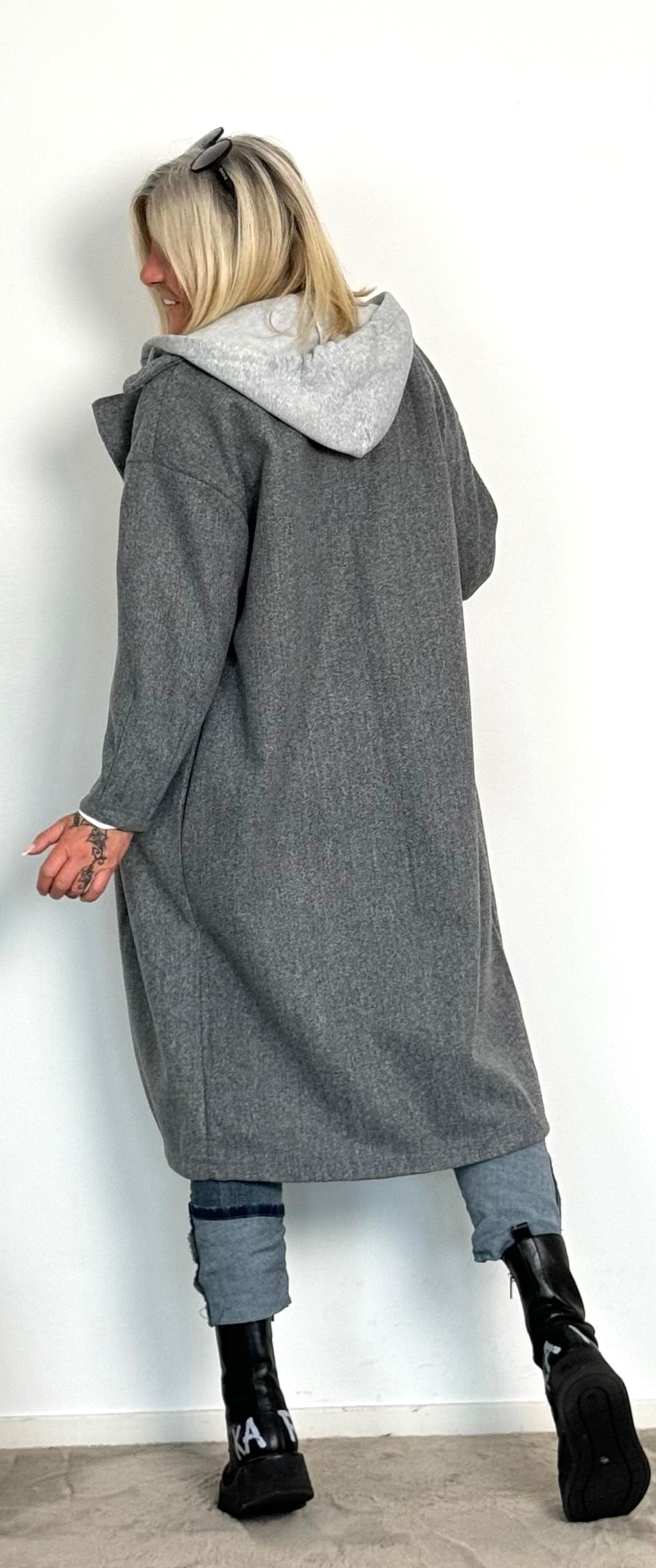 Coat with sweatshirt insert "Kim" - grey