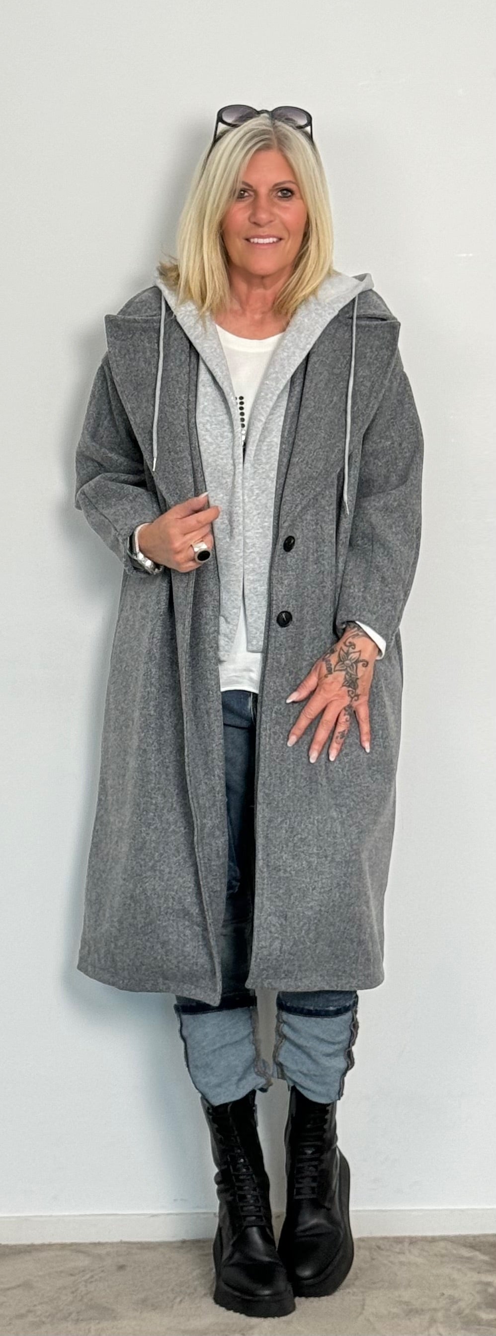 Coat with sweatshirt insert "Kim" - grey