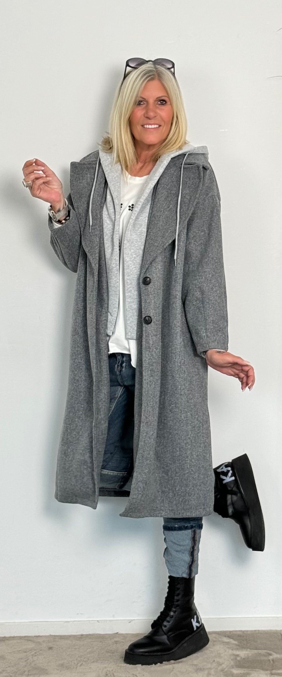 Coat with sweatshirt insert "Kim" - grey