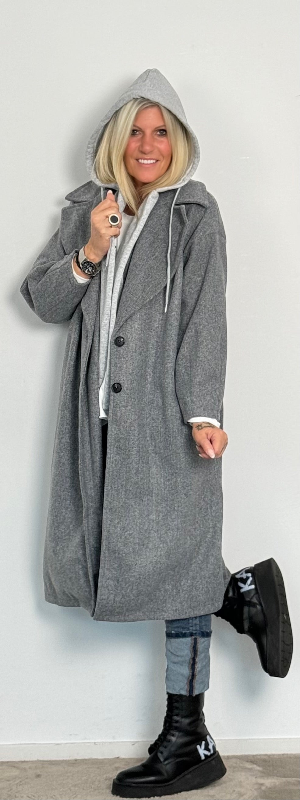 Coat with sweatshirt insert "Kim" - grey